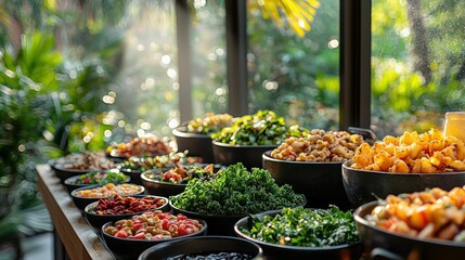 Fresh, vibrant salad bar with assorted ingredients