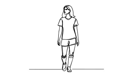  female soccer player one line illustration