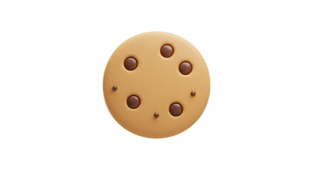 Chocolate Chip Cookie Floating on a Clean White Background Illustration