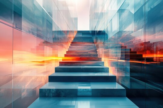 Career growth represented by digital stairs, ai generated .