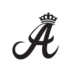  Stylish, letter A monogram with a crown graphic
