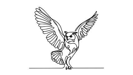 owl flying using one continuous line drawing 