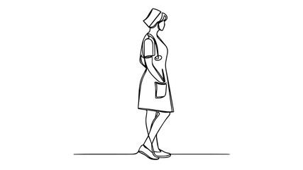 minimalist continuous one line drawing illustration of a nurse