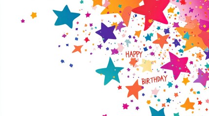 Colorful Star Burst Happy Birthday Celebration