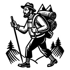 hiker with backpack walking