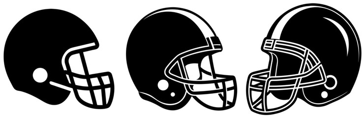 Fototapeta premium Football Helmet Silhouette Vector Art on White Background
