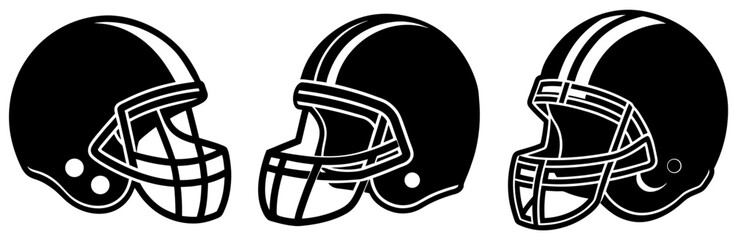 Fototapeta premium Football Helmet Silhouette Vector Art on White Background