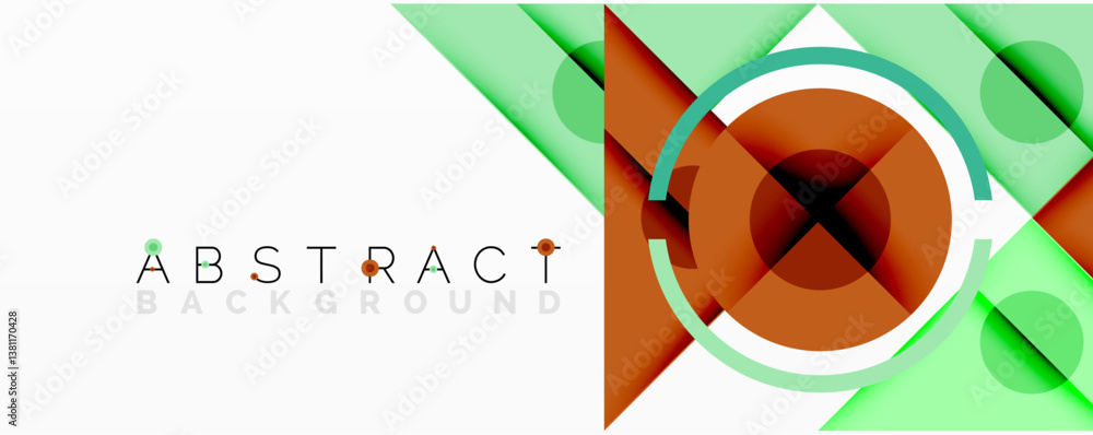 Aufkleber Modern design. Overlapping shapes create dynamic composition. Green, brown, white colors present abstract visual experience. Minimalist style.