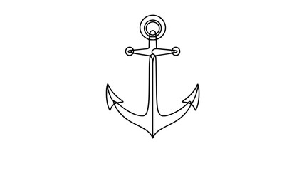 drawing illustration of an anchor using one continuous line 