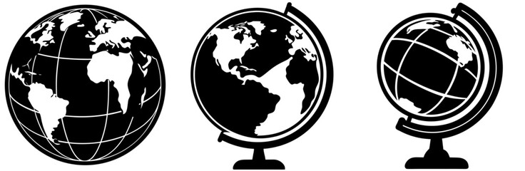 Globe Silhouette Vector Art on White Background