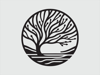 Abstract Tree Branch Silhouette with Artistic and Minimalist Design for Nature-Inspired Decor