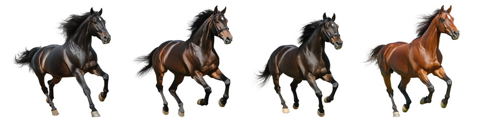 Obraz premium Horses Set On transparent Background
