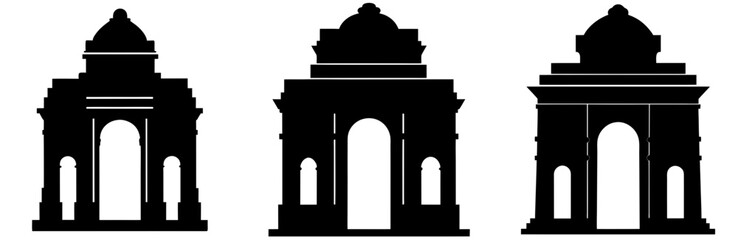 India Gate Silhouette Vector Art on White Background