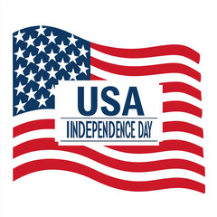 illustration, text " USA INDEPENDENCE DAY" , Independence day usa patriotic badge, isolated on white.