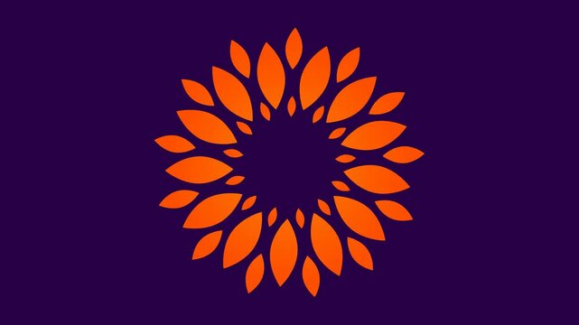 Orange Sunflower Logo Animation in the Purple Background
