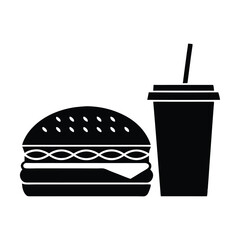 fast food and drink, white background.