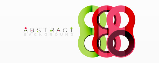 Naklejka premium Colorful overlapping circles create modern abstract design. Vibrant hues, smooth gradients, dynamic composition. Perfect for backgrounds, presentations, branding.