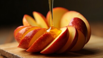 Delicious Sliced Apple with Honey Drizzle &ndash; Mouthwatering AI Image