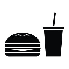 fast food and drink, white background.