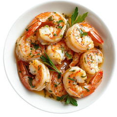 Garlic Herb Prawns on transparent background