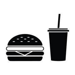 fast food and drink, white background.