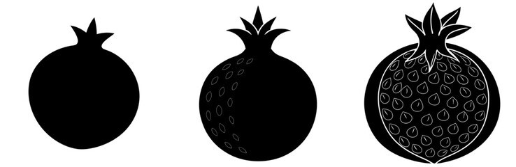 Pomegranate Silhouette Vector Art on White Background