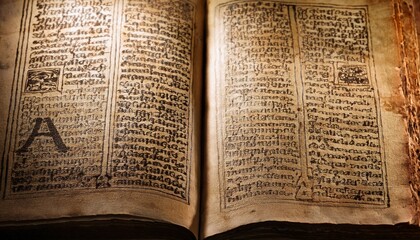 Obraz premium old book pages with latin writings texture background