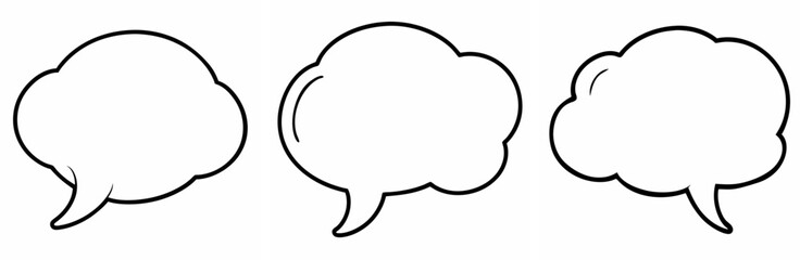  Speech Bubble Outline Coloring Book Page Line Art Drawing Set