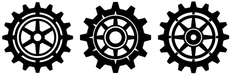 Obraz premium Steampunk Gear Silhouette Vector Art on White Background