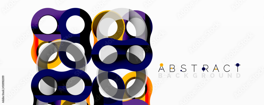 Aufkleber abstract geometric shapes, overlapping circles, vibrant colors. modern design, clean lines, dynamic 