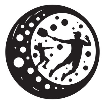 recommend clip art: Pickleball player vector silhouette on white background.