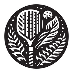 Pickleball player vector silhouette on white background.