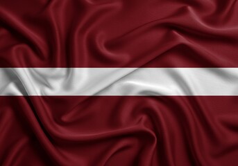 High-Resolution Latvian Flag, Waving Fabric Texture, Close-Up, National Symbol of Latvia, European Union.