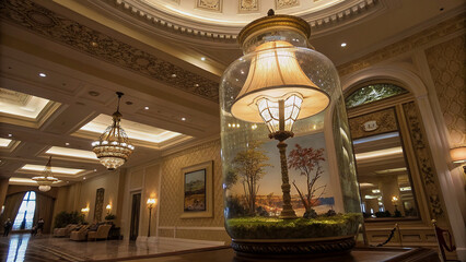 Fototapeta premium Giant Glass Jar VIP Lounge in Elegant Hotel
