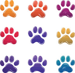 Fototapeta premium vector set of black and white cats paw