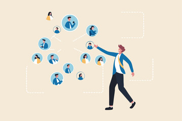 Reorganization or reorg to adjust, allocate resources, change team structure for efficiency, restructure organization, department and job roles concept, businessman ceo reorganize employee role chart.