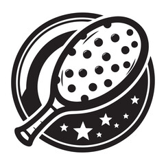 Pickleball player vector silhouette on white background.