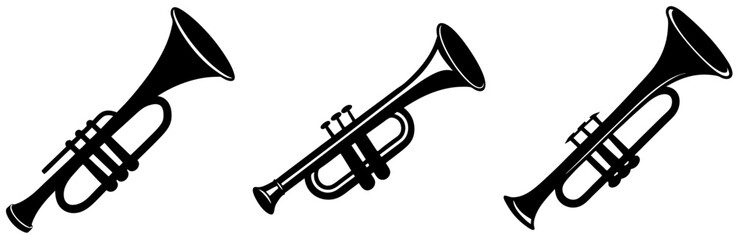  Trumpet Silhouette Vector Art on White Background