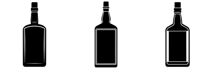 Whisky Bottle Silhouette Vector Art on White Background
