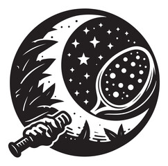 Pickleball player vector silhouette on white background.