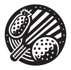 Pickleball player vector silhouette on white background.