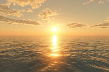 Obraz premium Sunset over calm ocean waters creates a serene and tranquil atmosphere at twilight