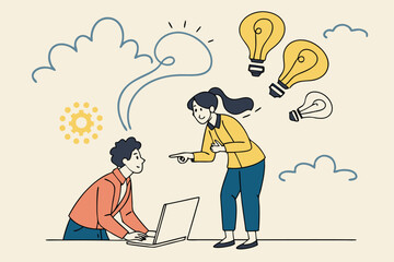 Question and answer, FAQ frequently asked questions, asking and reply to solve problem, help information, solution or q and a session concept, business people with question mark and lightbulb bubble.