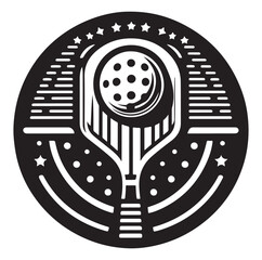 Pickleball player vector silhouette on white background.