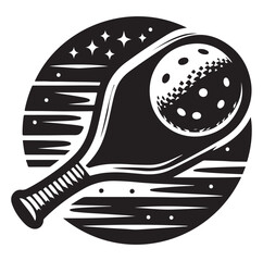 Pickleball player vector silhouette on white background.