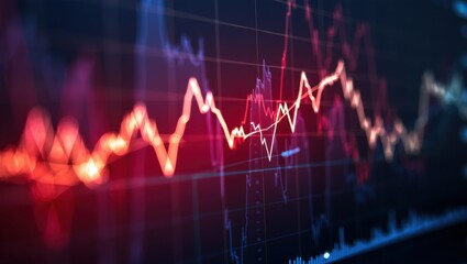 Abstract financial data visualization with dynamic graphs and charts representing market trends and analysis