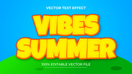 Editable Text Effect 3D Emboss Beach Summer Cartoon Style