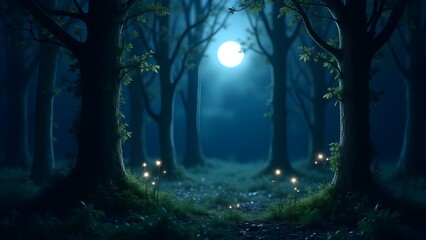 Obraz premium AI GENERATE, Enchanted forest vines, glowing softly under moonlight .purpose for background