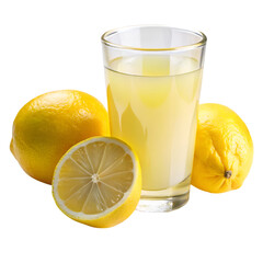 Glass of lemon juice isolated on transparent background  
