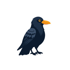 Fototapeta premium Colorful Crow Illustration Standing on White Background 